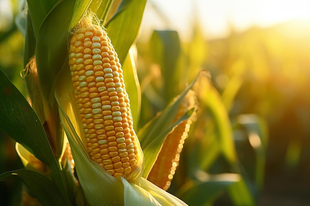Golden Harvest CloseUp of Corn Field in Rural Scene