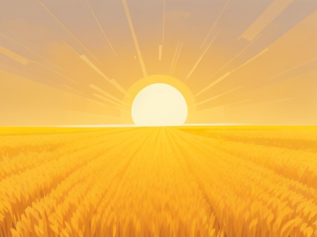 Golden harvest field of wheat against the background of a setting sun