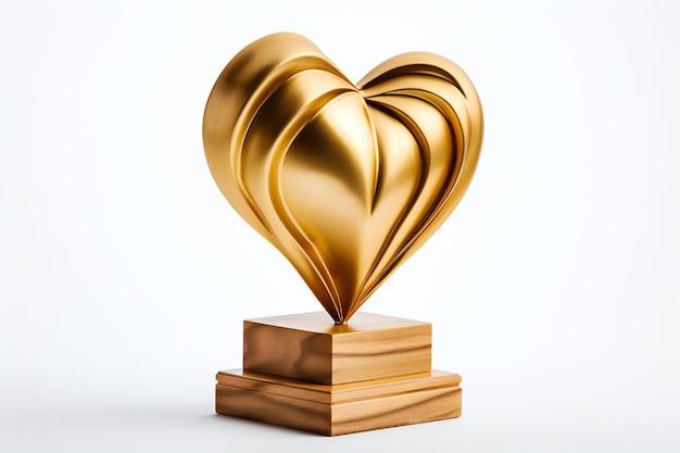 Golden Heart Award trofee op witte achtergrond