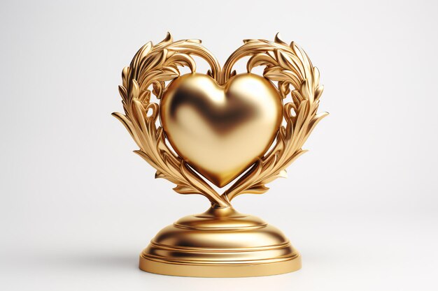 Golden Heart Award trofee op witte achtergrond