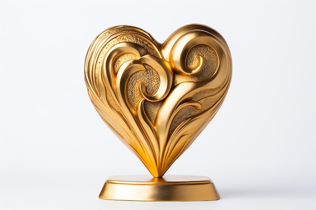 Golden Heart Award trofee op witte achtergrond