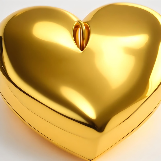 Фото Золотое сердце в форме сердца роскошное сердце день святого валентина генеративный ай