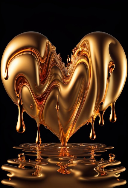 Golden heart melting into a puddle of liquid generative ai