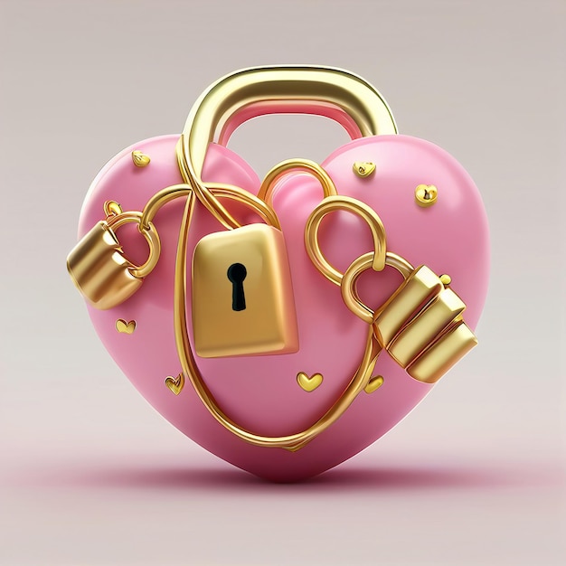 Photo golden heart padlock love symbol gold lock guard your heart valentine day concept generative ai