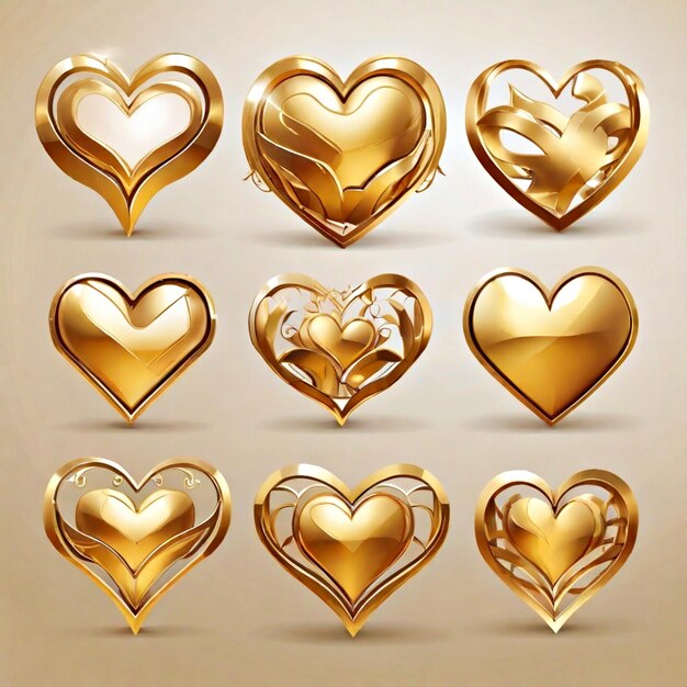 golden heart vectors