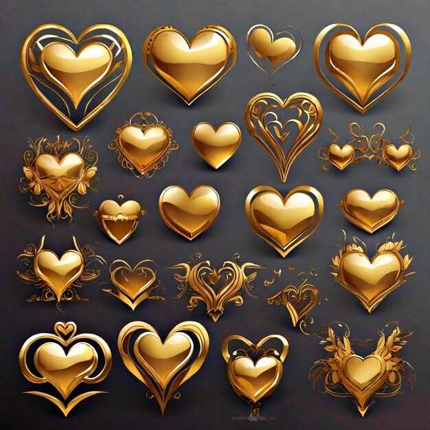 golden heart vectors