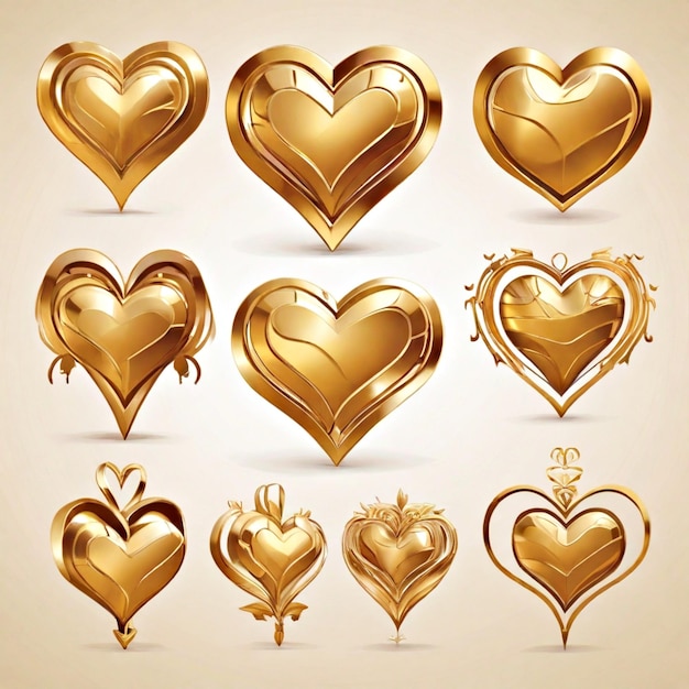 golden heart vectors