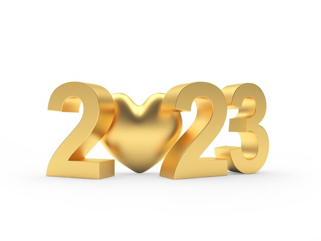 Golden heart with New Year's number