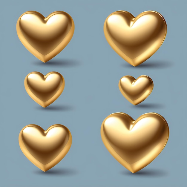 Золотое сердце с прозрачным фоном с градиентной сеткой