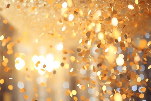 Golden holographic confetti shower