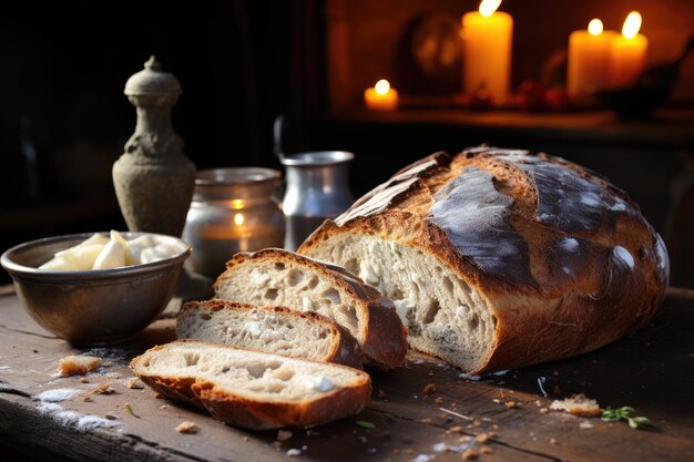 Golden homemade bread with fresh ginger generative IA