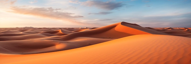 Golden Horizon Sweeping Dunes of the Sahara Desert