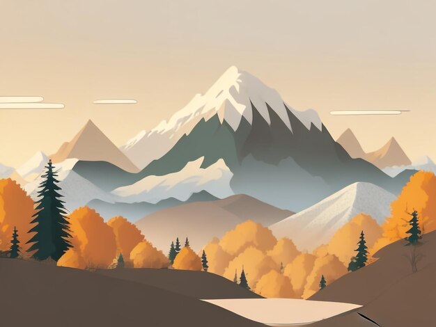 Foto orizzonti d'oro montagne eteree d'autunno all'alba