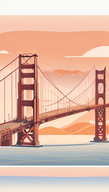 Золотые горизонты Панорамный вид на мост Золотые Ворота в Сан-Франциско