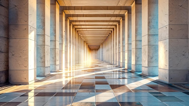 Golden hour light in a modern archway