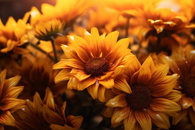 Golden Hour Sunflowers in Sunset Light