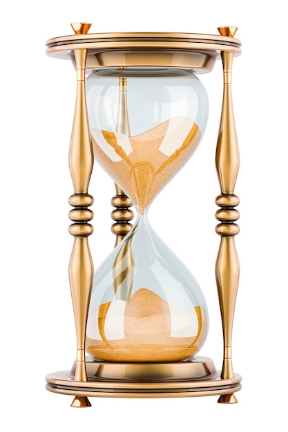 golden hourglass 3d rendering