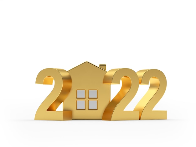 Golden house icon with New Years number of new year