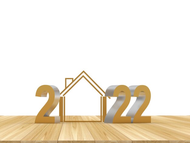 Golden house icon with number of new year