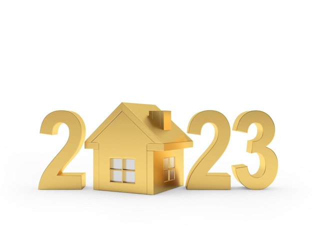 Golden house with new year number