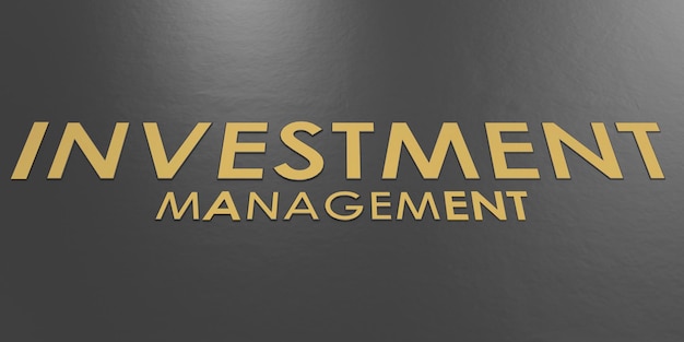 Golden investment management word on black background