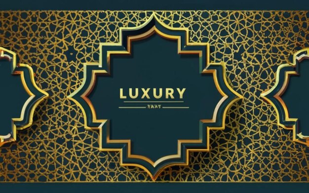 Photo golden islamic luxury text box on white empty text no text