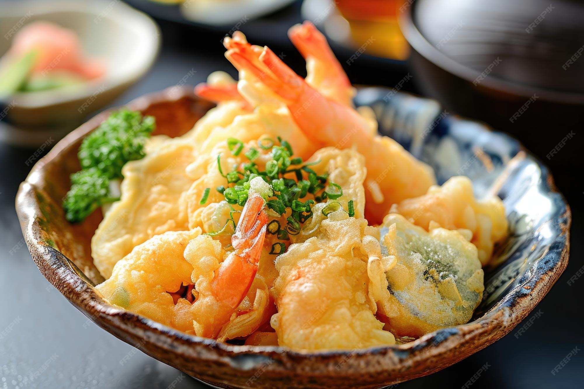 Premium Photo | A golden Japanese tempura featuring an assortment of