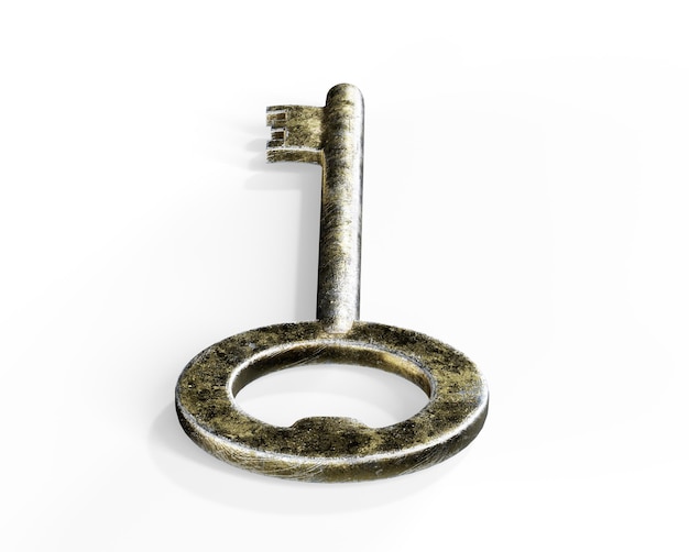Premium Photo  Golden key in keyhole 3d render