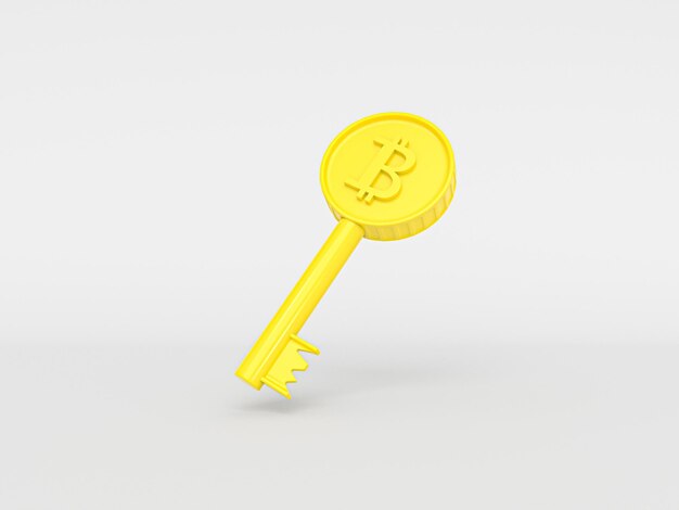 The golden key with Bitcoin Cryptocurrency concept Make solution by Bitcoin