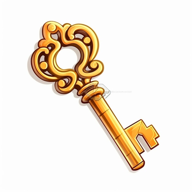 Photo a golden key with a heart shaped keyhole on it generative ai