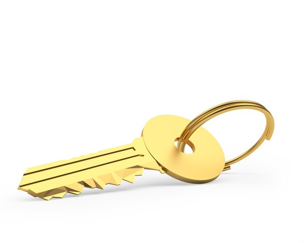 Golden key with key ring