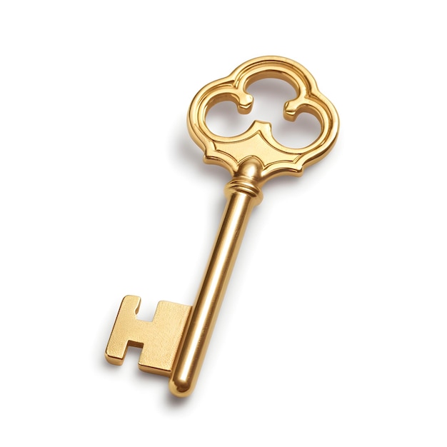 A golden key with a large h above it