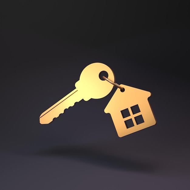 Golden keys on a black background 3d rendering illustration