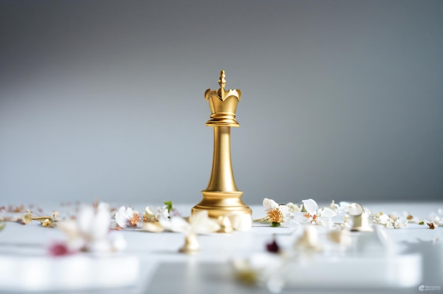 Photo a golden king chess piece is on a table with other items