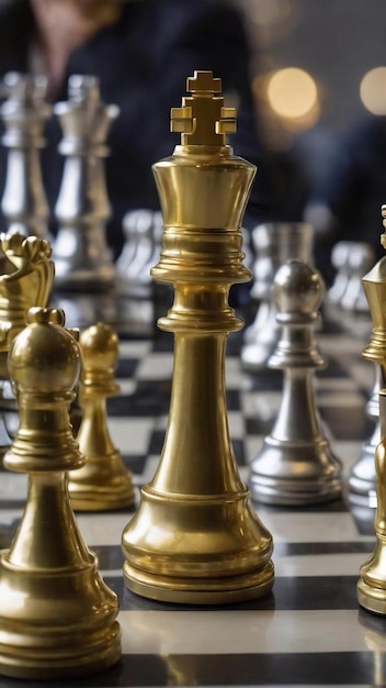 Premium AI Image | The golden king chess piece standing in front of ...