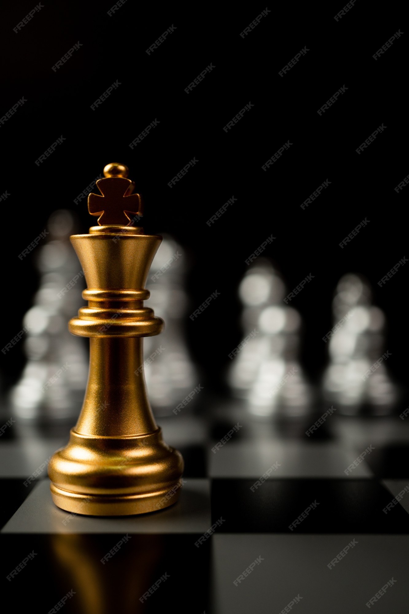 Premium Photo  Golden king chess is last standing in the chess