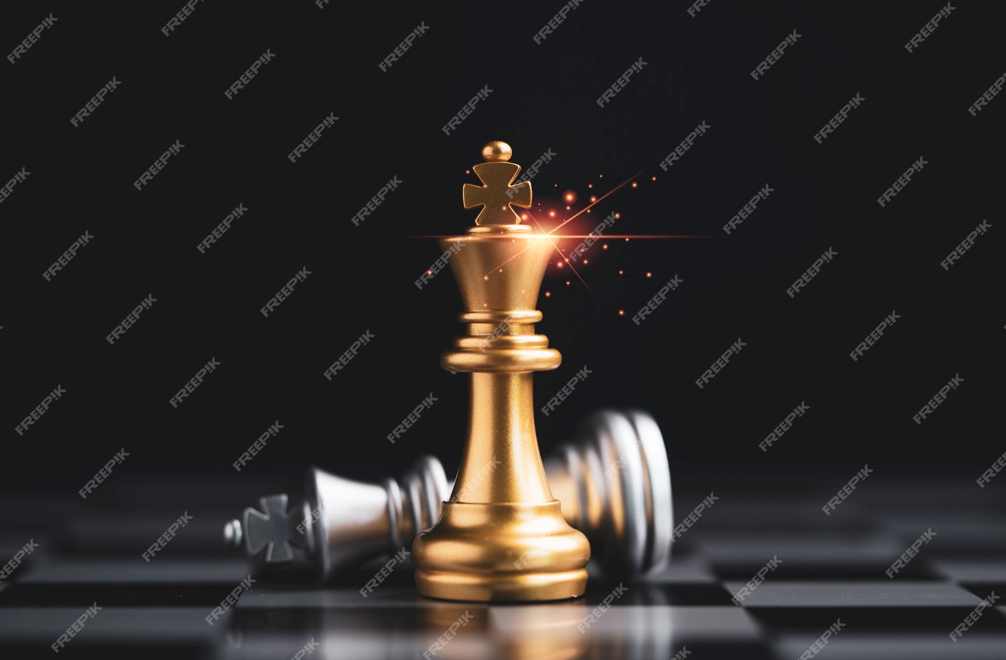 King chess standing on chess board. Business planning, strategy