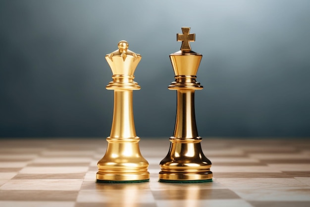 Golden king and queen chess piece Concept for business competition and strategy Generative AI