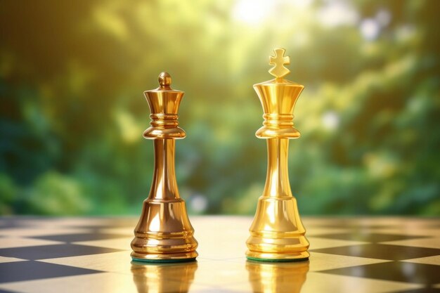 Golden king and queen chess piece Concept for business competition and strategy Generative AI