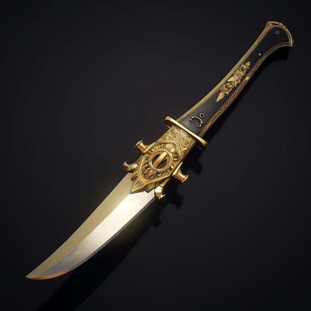 Золотой нож в стиле Zbrush Исторический неовикторианец и Аси