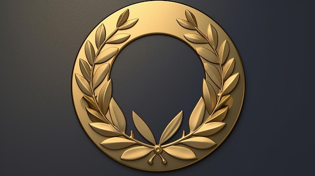 Photo golden laurel wreath on black background