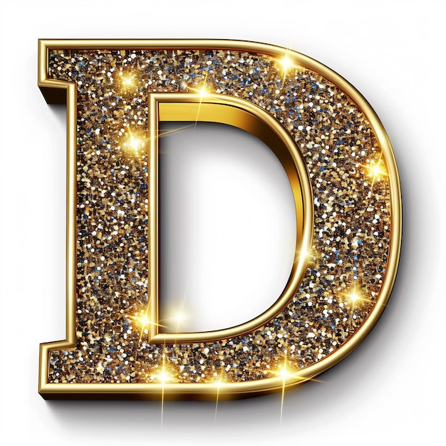 Golden Letter D On White Background