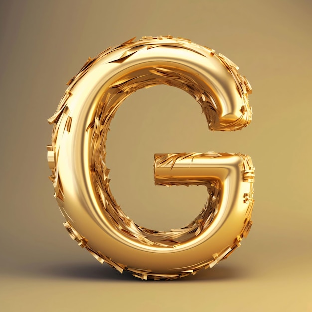 Фото Золотой шрифт g с заглавными буквами в 3d с золотым кольцом на белом фоне