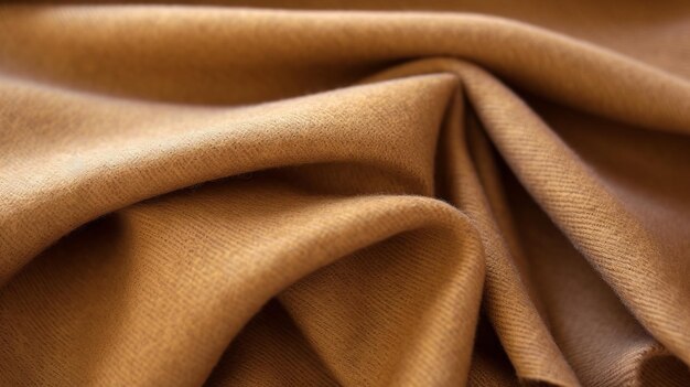 Golden light on medium brown cashmere fabric in matte photo style