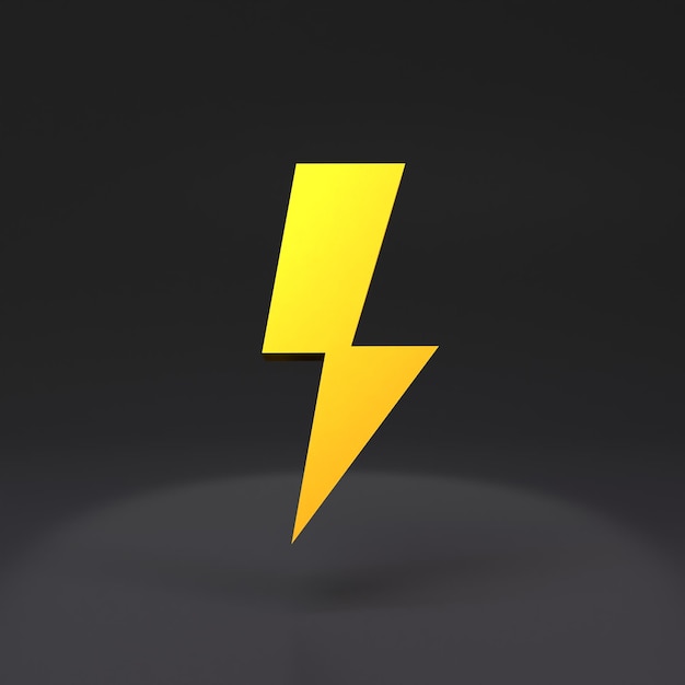Photo golden lightning icon 3d render illustration