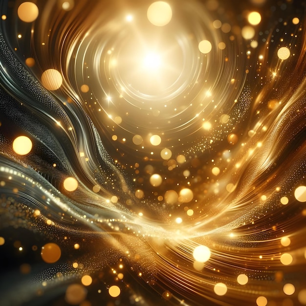 Golden lights and black abstract background Generative AI