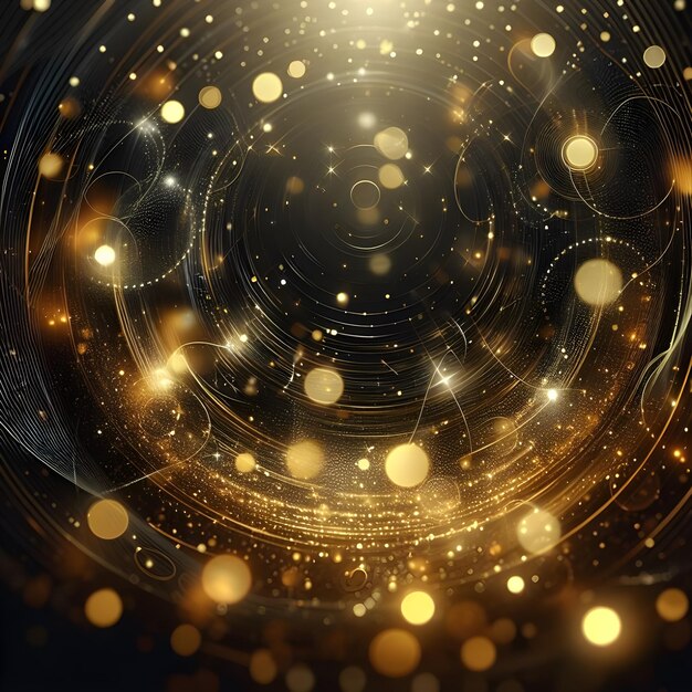 Golden lights and black abstract background Generative AI