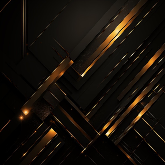 Golden Line Art focuses on the golden straight lines on a black background representing computer