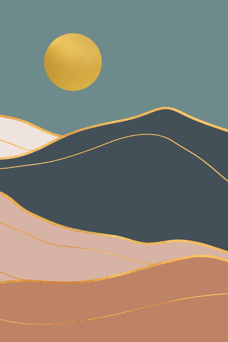 Photo golden line geometric peak pattern