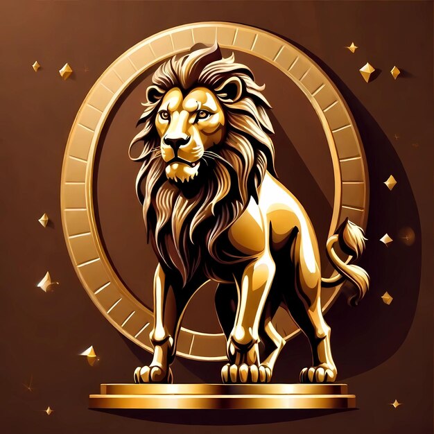 Golden lion on a chocolate background